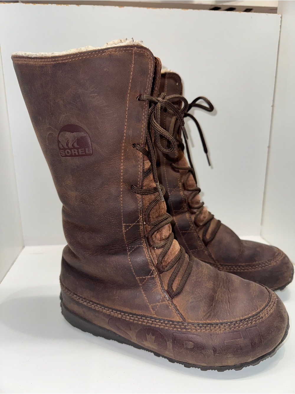 Sorel Brown Lace-Up Womens Tall Winter Boots
